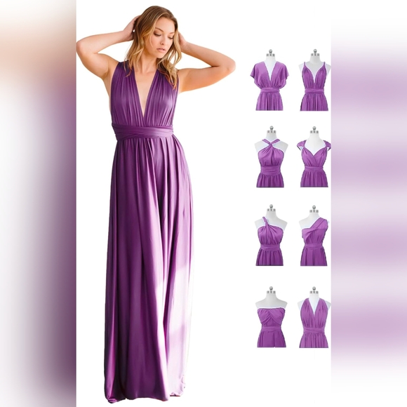 Convertible Infinity Dress & Bandeau Long Maxi Bridesmaid/Prom Dresses Purple - Picture 1 of 7